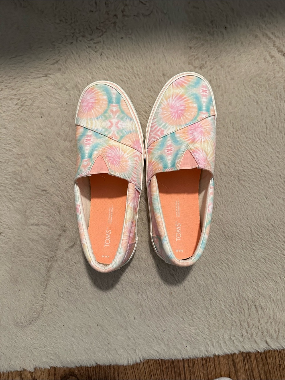 Pre-Loved Toms Candy Pink Tie Dye Slip On Loafer Sneakers Pastel